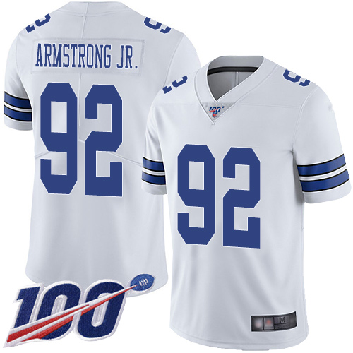 Men Dallas Cowboys Limited White Dorance Armstrong Jr. Road 92 100th Season Vapor Untouchable NFL Jersey